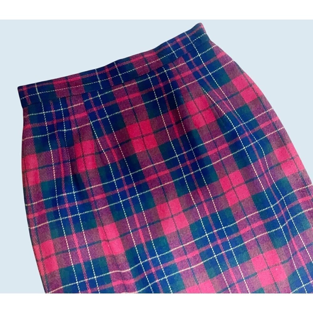 Vintage Casual Corner Plaid Wool Blend Skirt